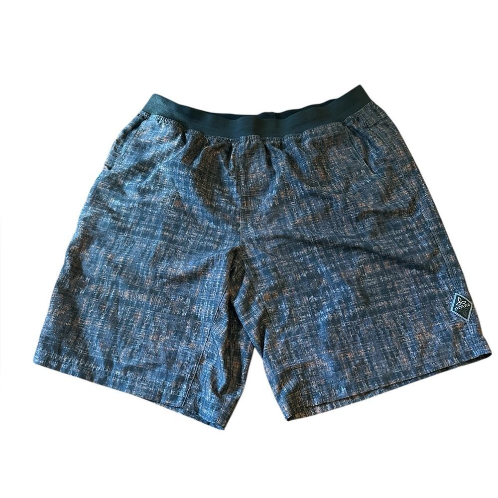 prAna Men’s Moho Athletic Pull on shorts Blue Black XL
